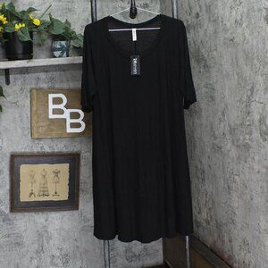 NWT 24Seven Comfort Apparel Womens Knit Tunic Half Sleeve Plus Size Top Black 1X